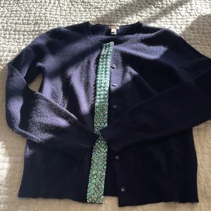 Crewcuts navy blue cashmere with turquoise sequin front size 14 years